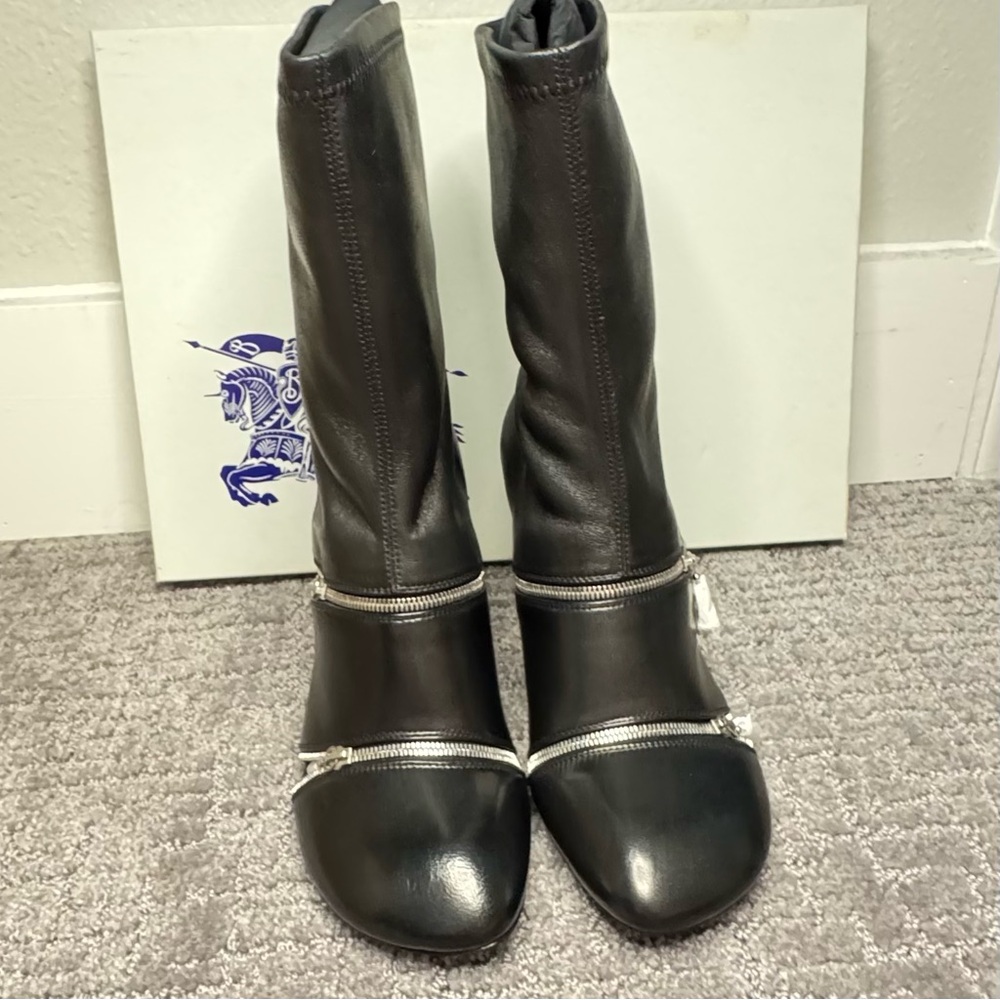 BURBERRY | PRICE FIRM💲💥
Black Leather Peep Boots 
Women’s EU 37.5 - Picture 4 of 16